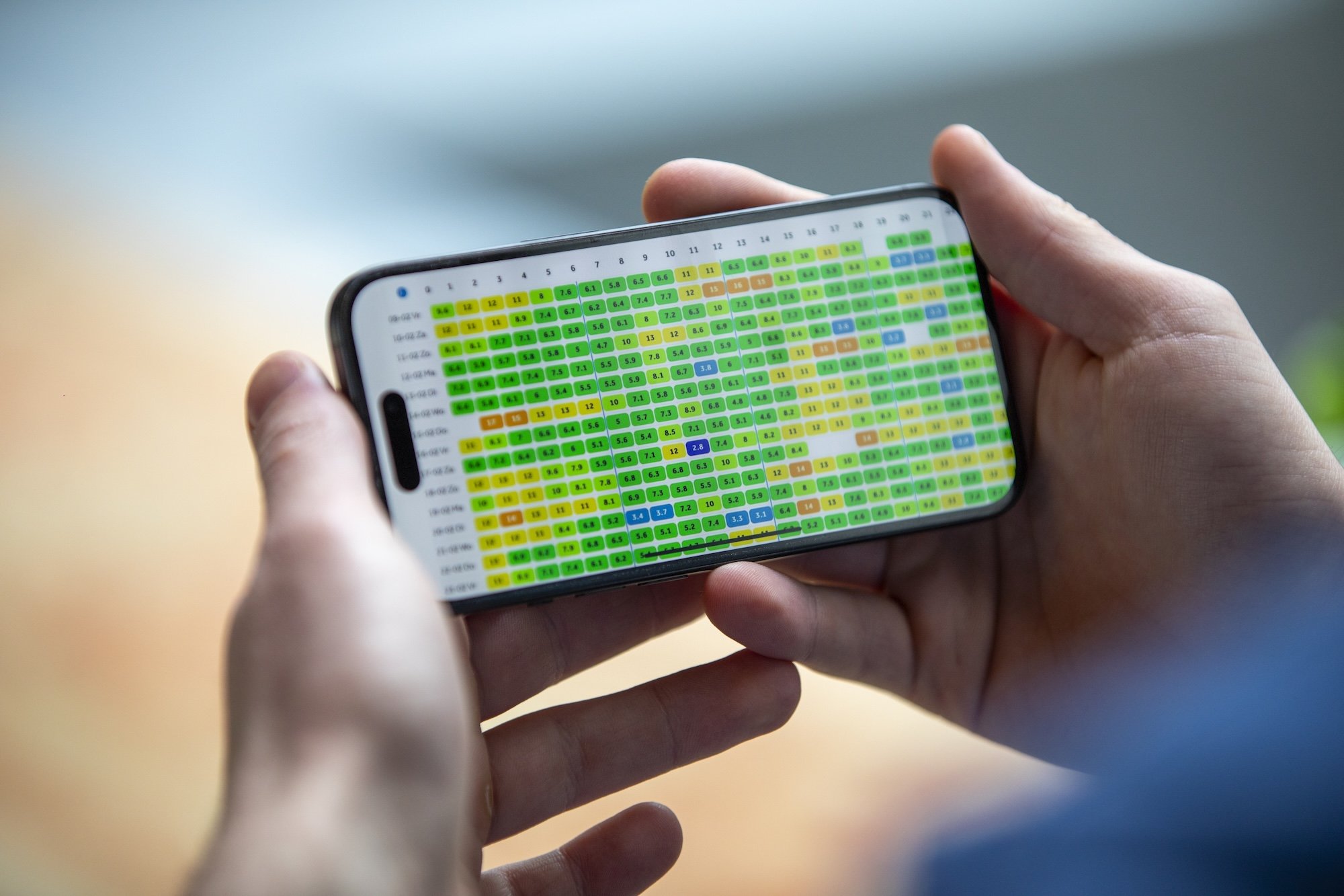 “Heatmap in CloudCare® met glucosegegevens van patiënten voor telemonitoring bij diabetes”